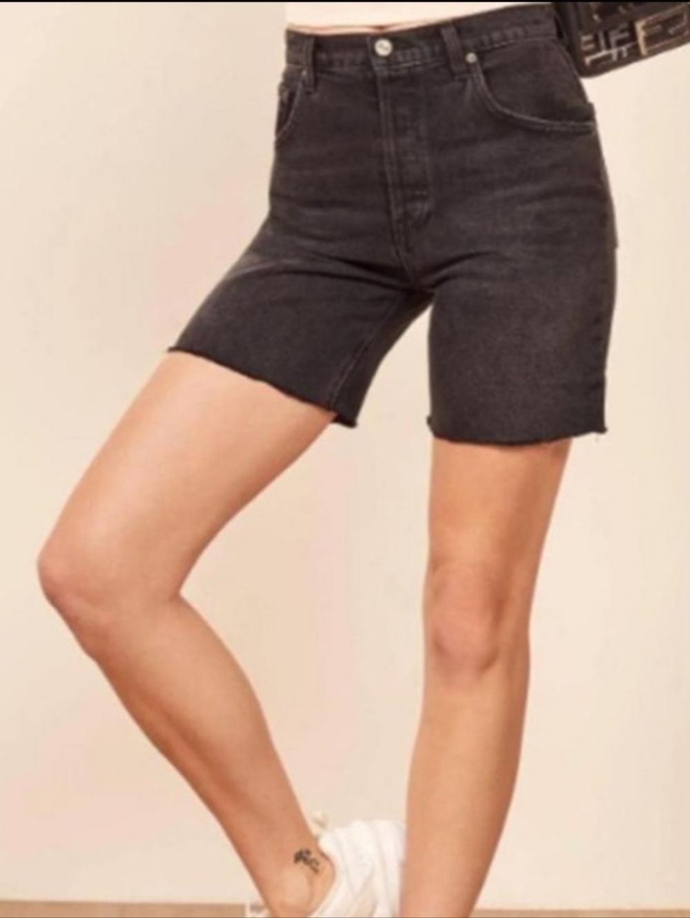 Allie High-Rise Dark Gray Denim Shorts